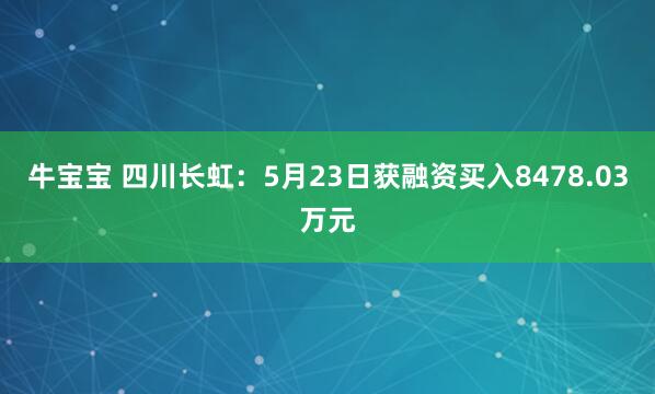 牛宝宝 四川长虹：5月23日获融资买入8478.03万元