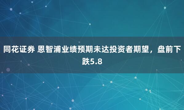 同花证券 恩智浦业绩预期未达投资者期望，盘前下跌5.8