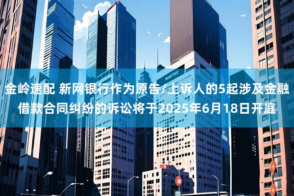 金岭速配 新网银行作为原告/上诉人的5起涉及金融借款合同纠纷的诉讼将于2025年6月18日开庭